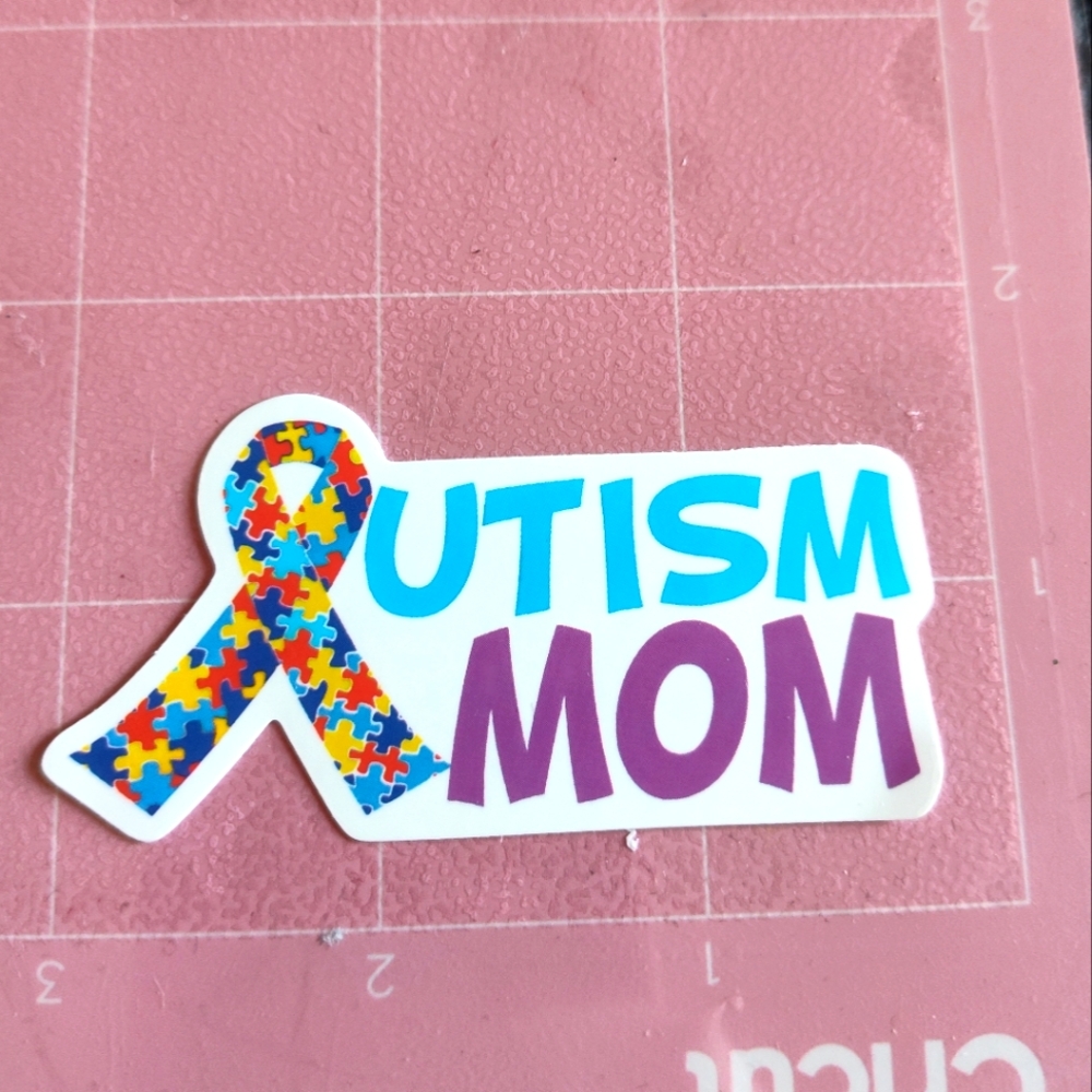 💙 Autism Mom Sticker with Puzzle Ribbon